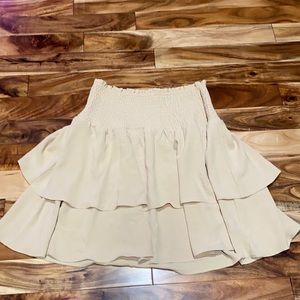 Sand colored multi tiered skirt